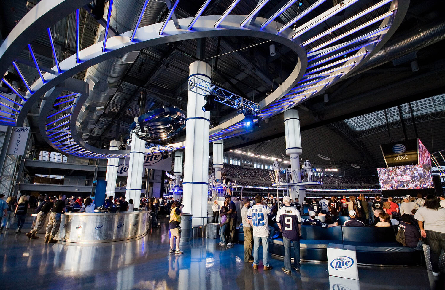 Clearwing designs and installs video and lighting systems for AT&T Stadiums Miller Lite Landing